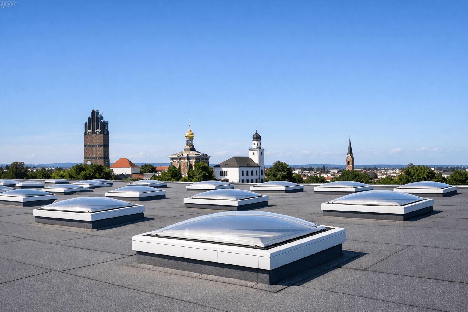 Dach mit Lichtkuppeln