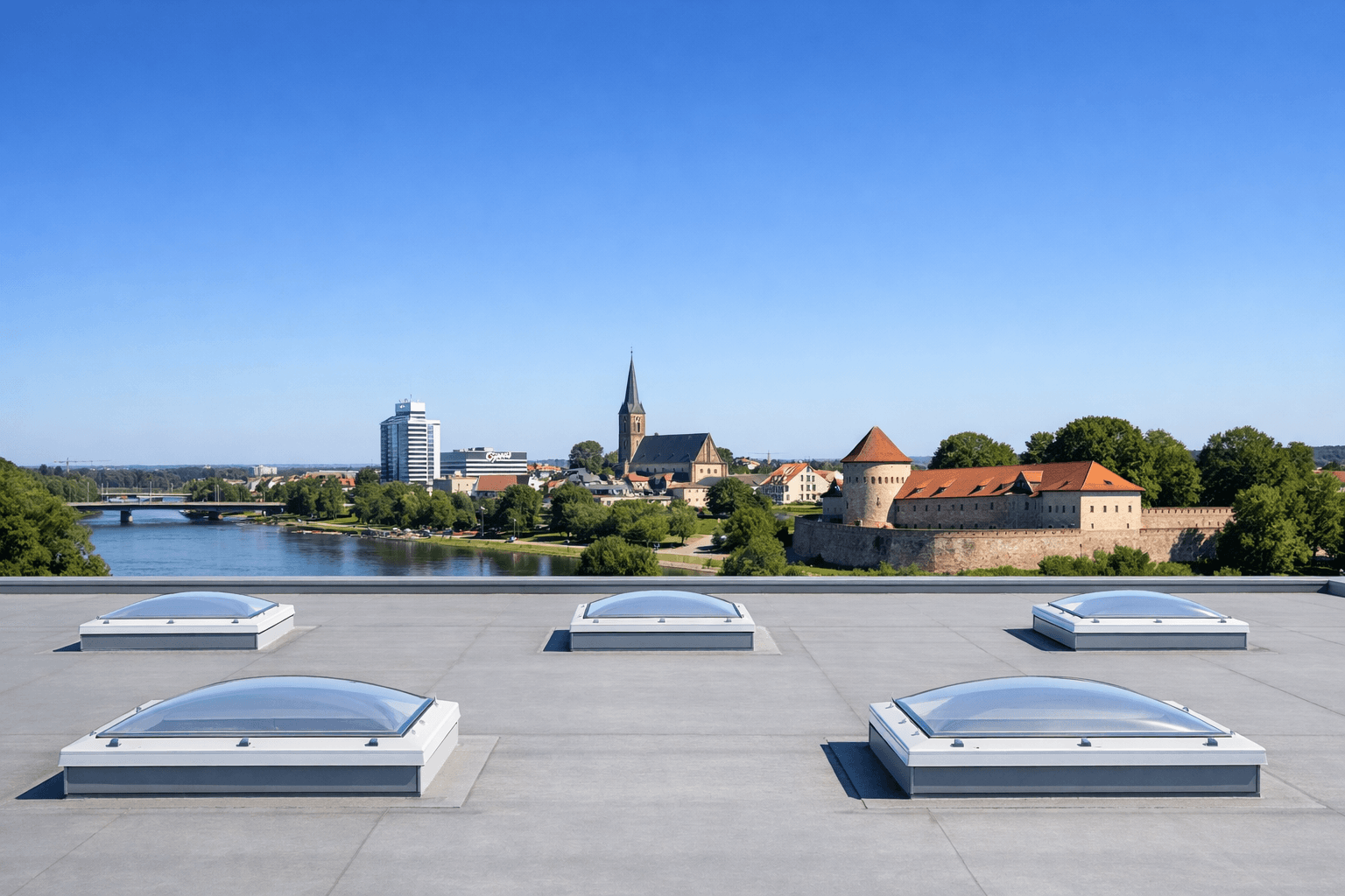 Dach mit Lichtkuppeln