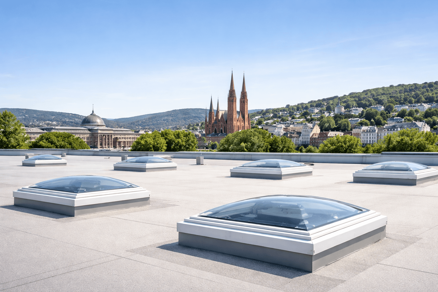 Dach mit Lichtkuppeln